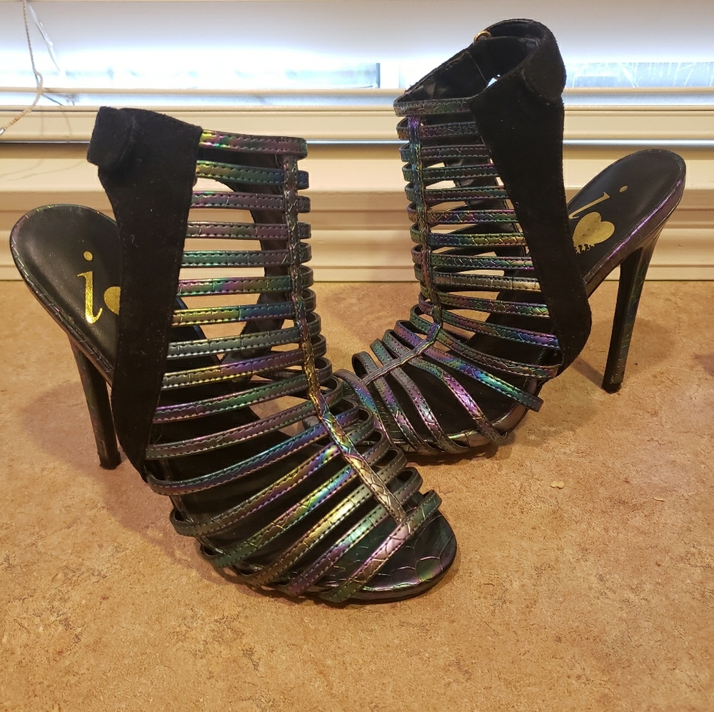Black Oil slick Caged Heel